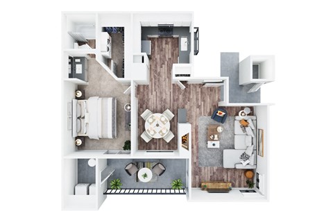 Floor plan for 1 bed, 1 bath, 780 sqft